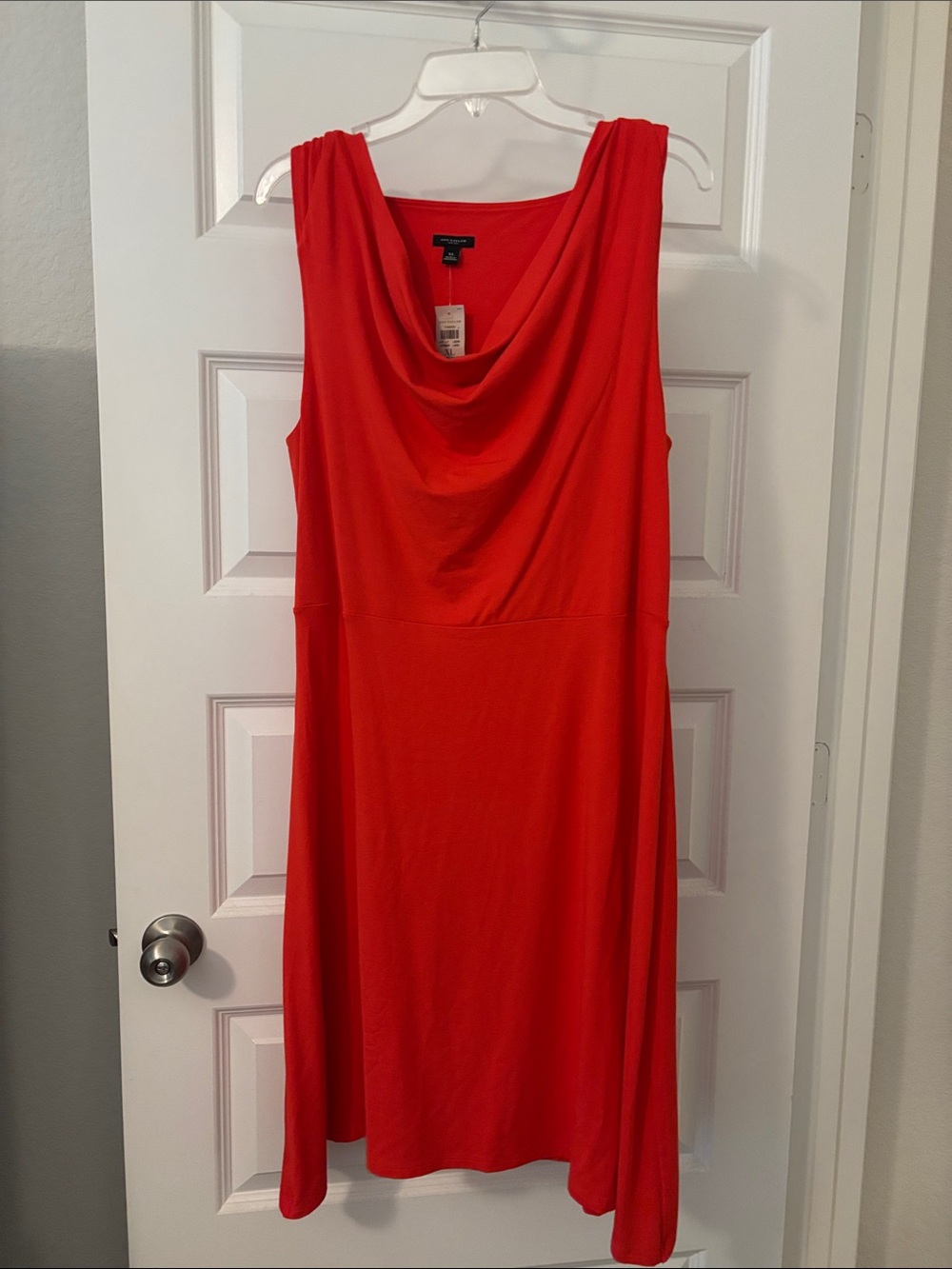 Ann Taylor Red Poppy Cowl Neck Midi Sleeveless Dress SZ XL Asymmetrical NWT